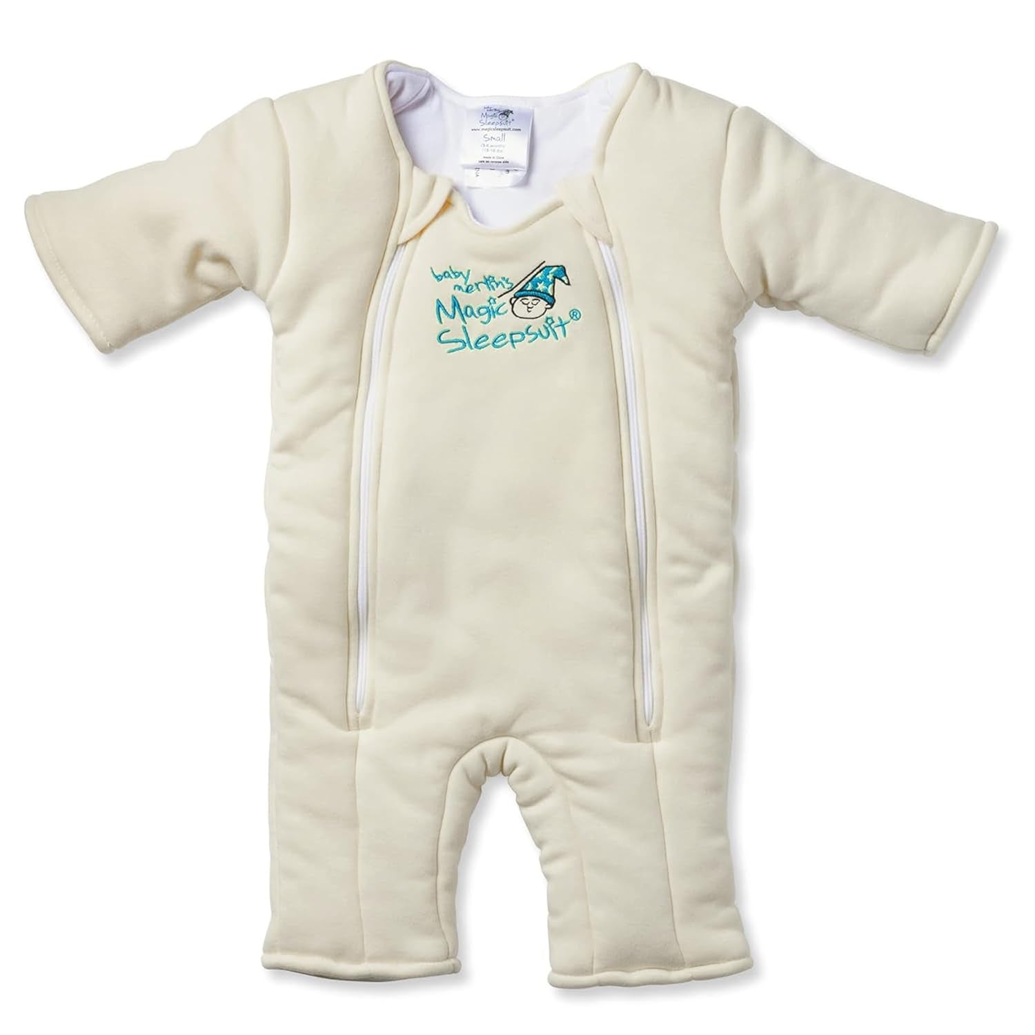 Baby Merlin'S Cotton Baby Swaddle Transition Product - Soft and Cozy Design, Double Zipper for Easy Diaper Changes, Promotes Safe Sleep, 3-6 Months - Cream - Small 12-18Lbs