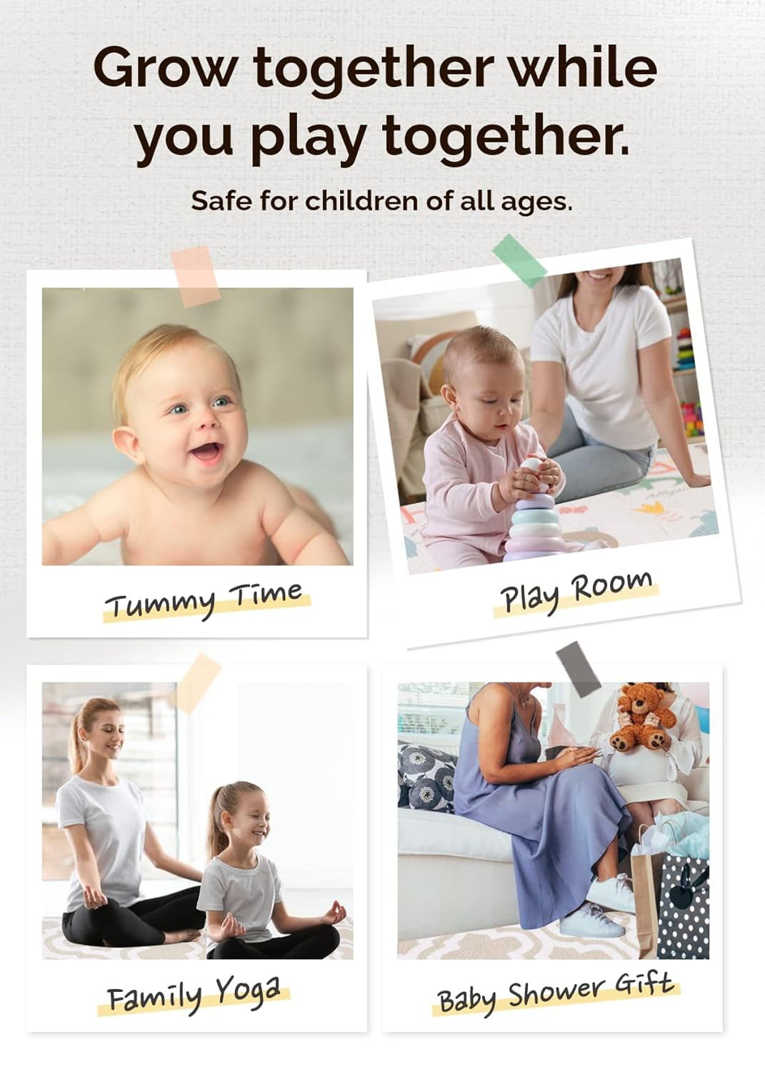 Play Mat (Medium, Moroccan - Beige) 73’’ X 49’’ Original One-Piece Reversible Rollable Waterproof Baby Mat for Floor, Play Mat for Babies 6-12 Months, Infants, Toddlers, and Kids