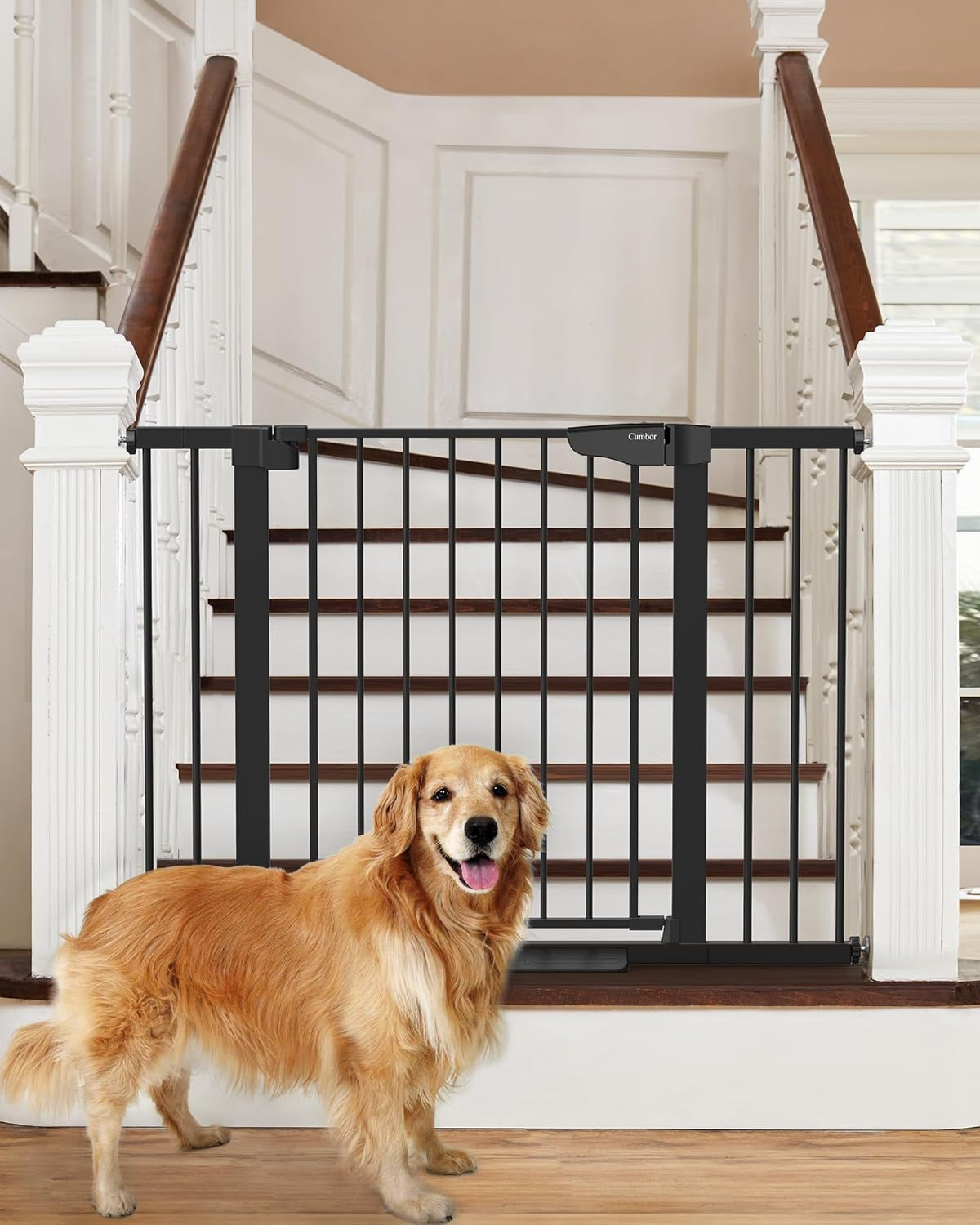 29.7-46" Baby Gate for Stairs, Mom'S Choice Awards Winner-Auto Close Dog Gate for the House, Gifts for Mom, Easy Install Pressure Mounted Pet Gates for Doorways, Black