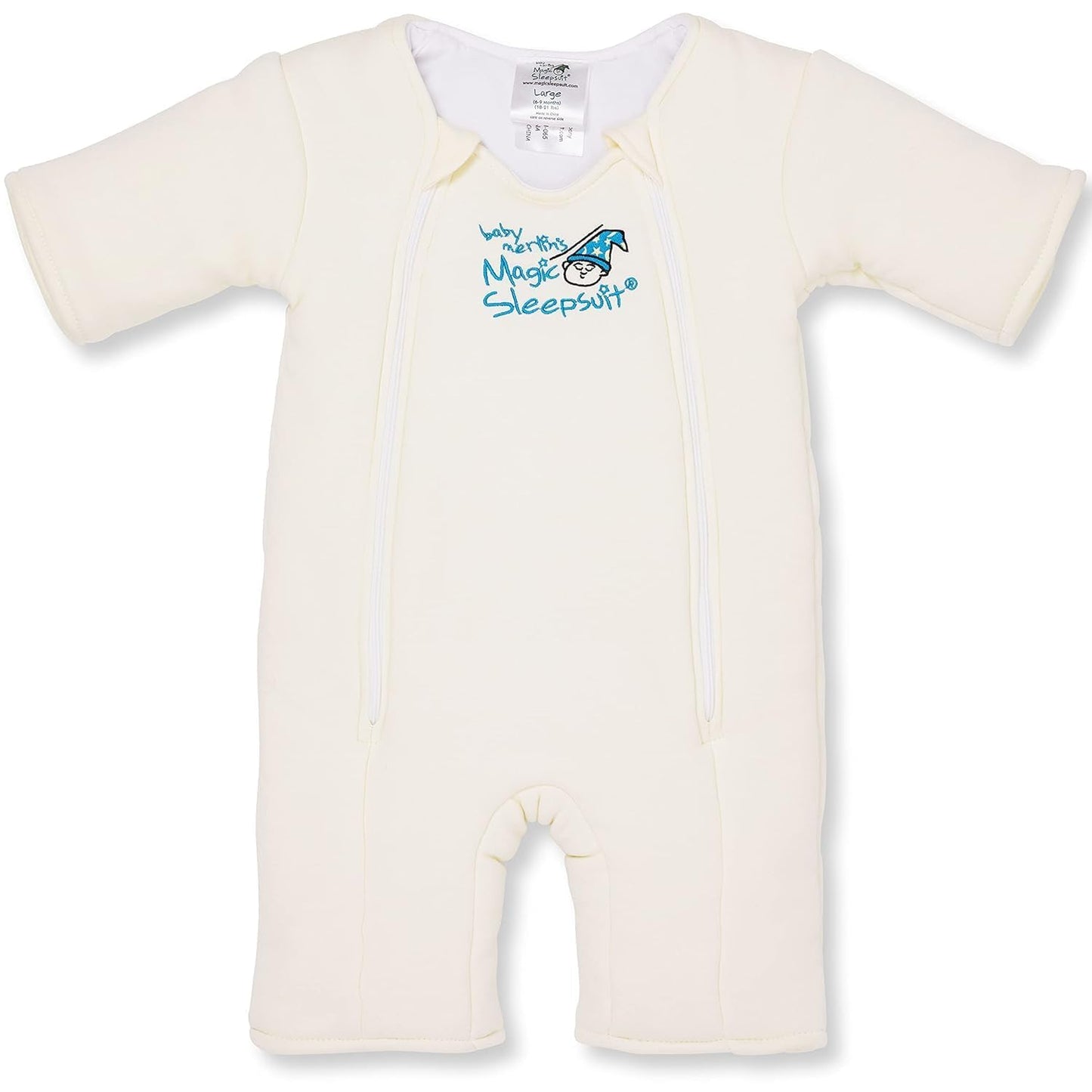 Baby Merlin'S Cotton Baby Swaddle Transition Product - Soft and Cozy Design, Double Zipper for Easy Diaper Changes, Promotes Safe Sleep, 3-6 Months - Cream - Small 12-18Lbs