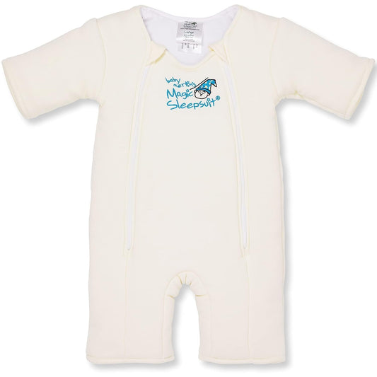 Baby Merlin'S Cotton Baby Swaddle Transition Product - Soft and Cozy Design, Double Zipper for Easy Diaper Changes, Promotes Safe Sleep, 3-6 Months - Cream - Small 12-18Lbs